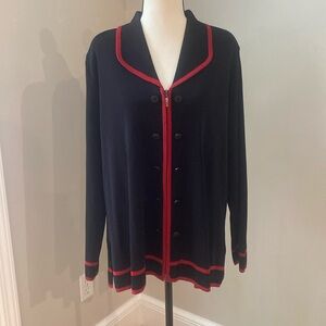 Vintage Misook blazer dark academia black button front professional XL cardigan